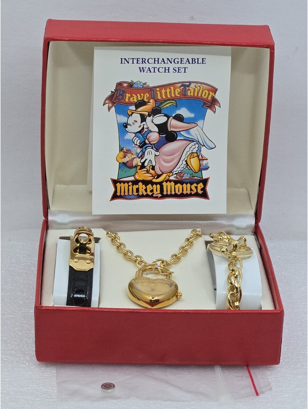 Disney 1998 Fossil "Brave Little Tailor" Interchangeable Watch Set Box & Battery